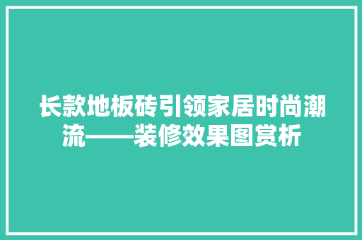 长款地板砖引领家居时尚潮流——装修效果图赏析