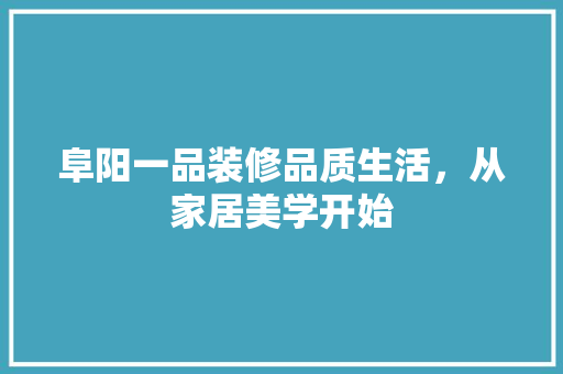 阜阳一品装修品质生活，从家居美学开始