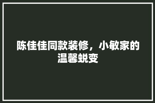 陈佳佳同款装修，小敏家的温馨蜕变
