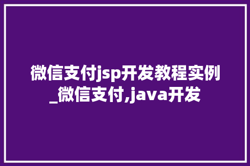 微信支付jsp开发教程实例_微信支付,java开发