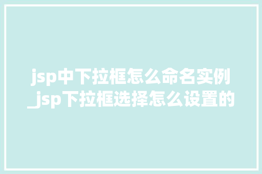 jsp中下拉框怎么命名实例_jsp下拉框选择怎么设置的