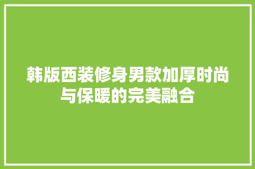 韩版西装修身男款加厚时尚与保暖的完美融合