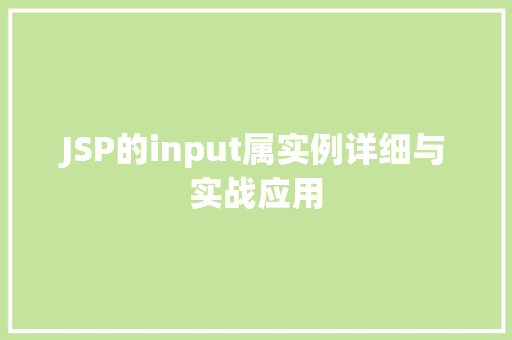 JSP的input属实例详细与实战应用