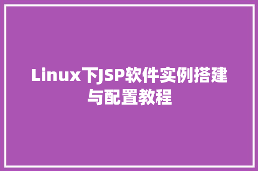Linux下JSP软件实例搭建与配置教程