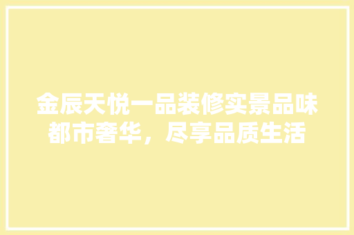 金辰天悦一品装修实景品味都市奢华，尽享品质生活