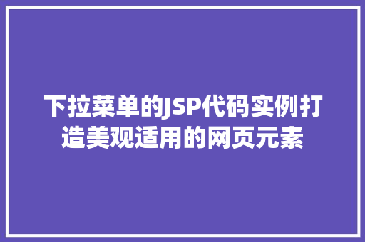 下拉菜单的JSP代码实例打造美观适用的网页元素  第1张