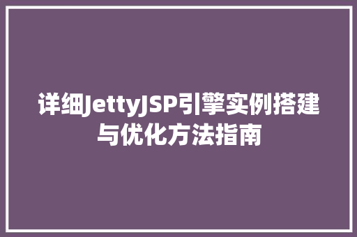 详细JettyJSP引擎实例搭建与优化方法指南  第1张