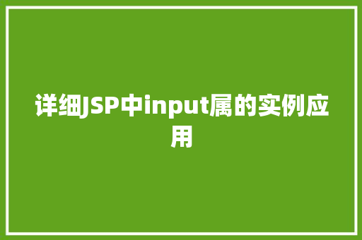 详细JSP中input属的实例应用