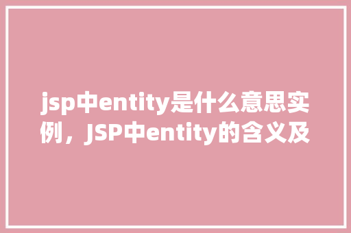 jsp中entity是什么意思实例，JSP中entity的含义及实例介绍