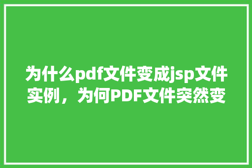 为什么pdf文件变成jsp文件实例，为何PDF文件突然变成了JSP文件实例介绍转换之谜