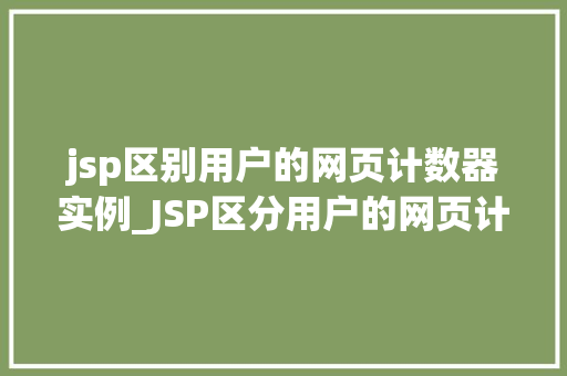 jsp区别用户的网页计数器实例_JSP区分用户的网页计数器实例技术实现与效果分析