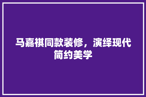 马嘉祺同款装修，演绎现代简约美学