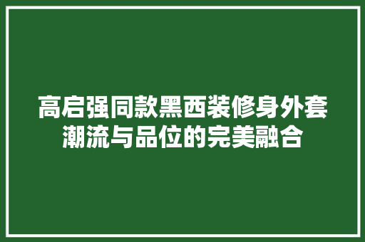 高启强同款黑西装修身外套潮流与品位的完美融合