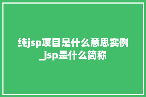 纯jsp项目是什么意思实例_jsp是什么简称