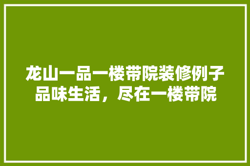 龙山一品一楼带院装修例子品味生活，尽在一楼带院