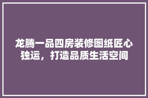 龙腾一品四房装修图纸匠心独运，打造品质生活空间