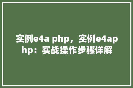 实例e4a php，实例e4aphp：实战操作步骤详解