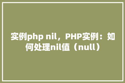 实例php nil，PHP实例：如何处理nil值（null）