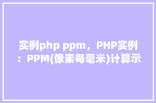实例php ppm，PHP实例：PPM(像素每毫米)计算示例