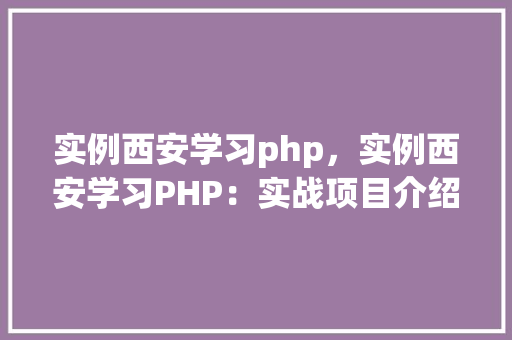 实例西安学习php，实例西安学习PHP：实战项目介绍与学习路径规划