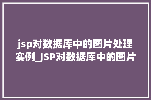 jsp对数据库中的图片处理实例_JSP对数据库中的图片处理实例详解从入门到精通