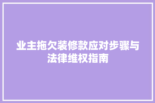 业主拖欠装修款应对步骤与法律维权指南