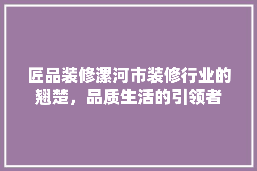 匠品装修漯河市装修行业的翘楚，品质生活的引领者