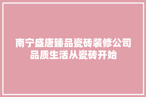 南宁盛唐臻品瓷砖装修公司品质生活从瓷砖开始