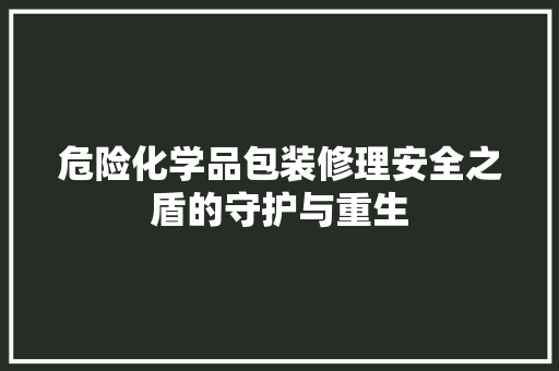 危险化学品包装修理安全之盾的守护与重生
