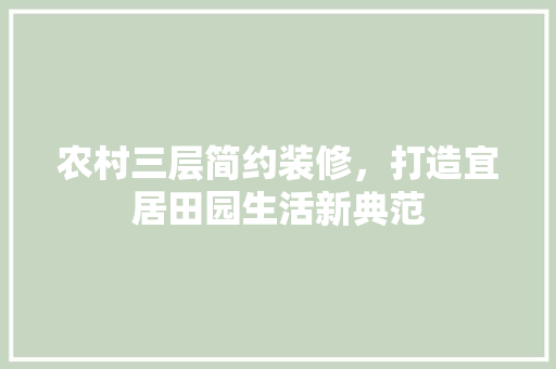 农村三层简约装修，打造宜居田园生活新典范