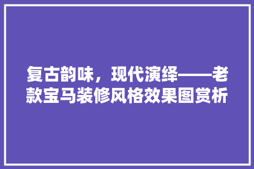 复古韵味，现代演绎——老款宝马装修风格效果图赏析