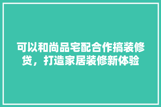可以和尚品宅配合作搞装修贷，打造家居装修新体验