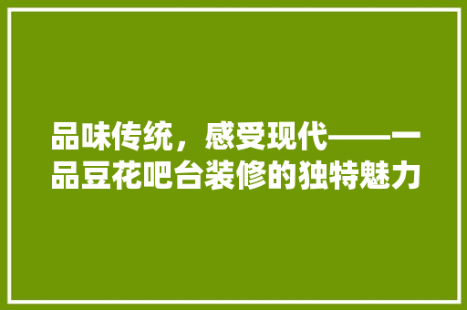 品味传统，感受现代——一品豆花吧台装修的独特魅力