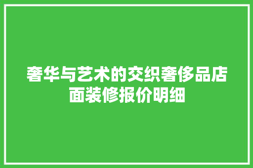 奢华与艺术的交织奢侈品店面装修报价明细