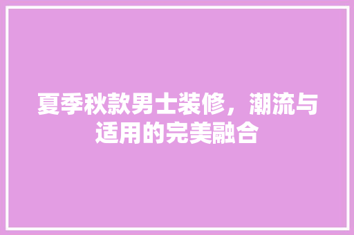 夏季秋款男士装修，潮流与适用的完美融合
