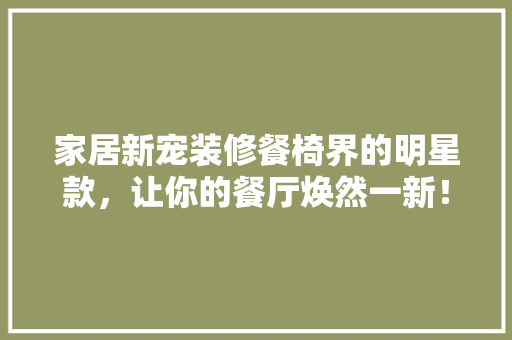 家居新宠装修餐椅界的明星款，让你的餐厅焕然一新！