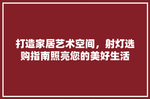 打造家居艺术空间，射灯选购指南照亮您的美好生活