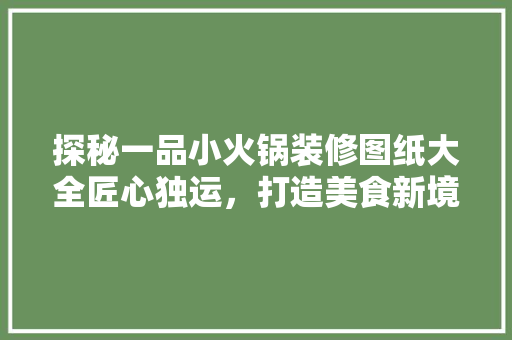 探秘一品小火锅装修图纸大全匠心独运，打造美食新境界