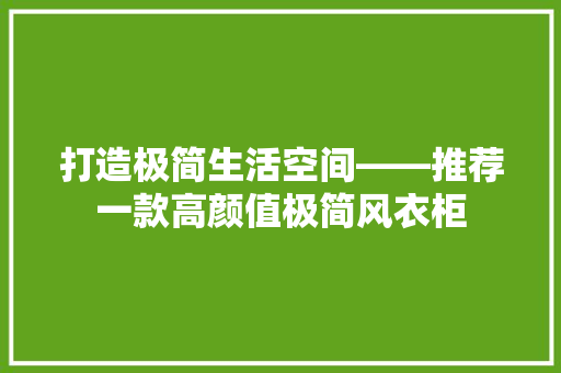打造极简生活空间——推荐一款高颜值极简风衣柜