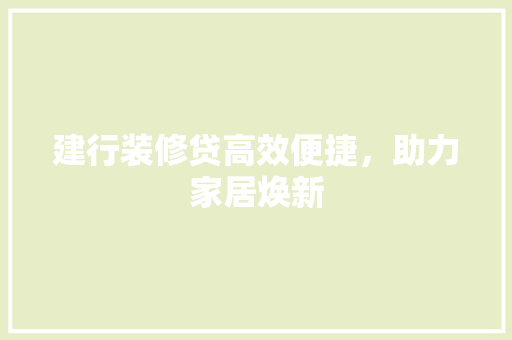 建行装修贷高效便捷，助力家居焕新