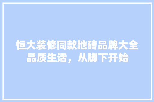 恒大装修同款地砖品牌大全品质生活，从脚下开始