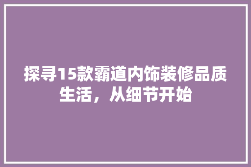 探寻15款霸道内饰装修品质生活，从细节开始