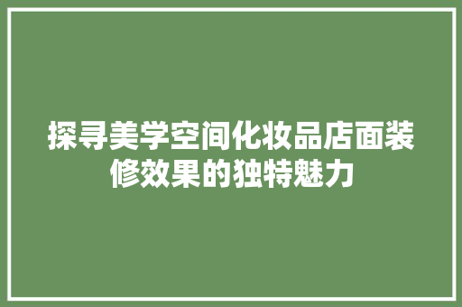 探寻美学空间化妆品店面装修效果的独特魅力
