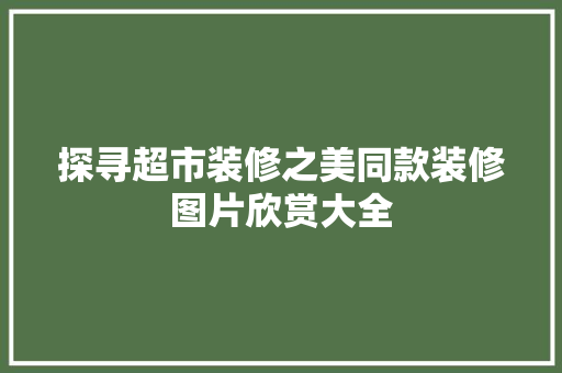 探寻超市装修之美同款装修图片欣赏大全