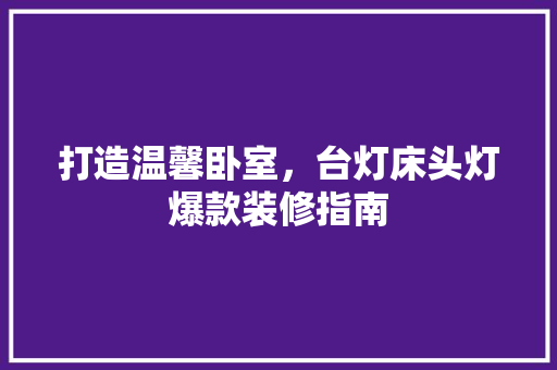 打造温馨卧室，台灯床头灯爆款装修指南