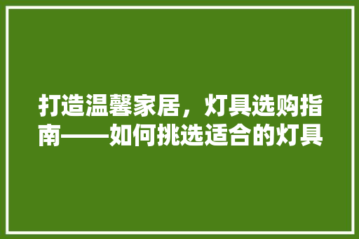 打造温馨家居，灯具选购指南——如何挑选适合的灯具点亮你的生活
