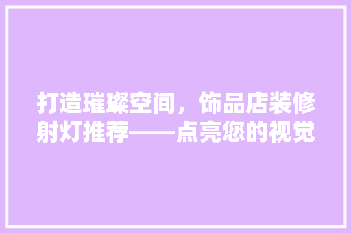 打造璀璨空间，饰品店装修射灯推荐——点亮您的视觉盛宴