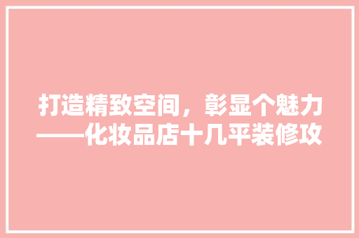 打造精致空间，彰显个魅力——化妆品店十几平装修攻略