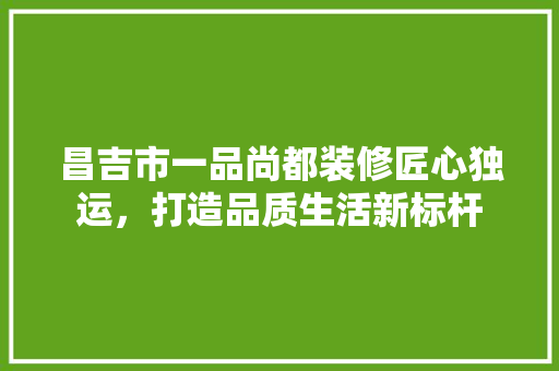 昌吉市一品尚都装修匠心独运，打造品质生活新标杆