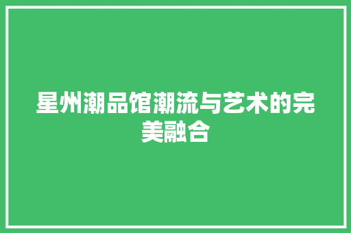星州潮品馆潮流与艺术的完美融合